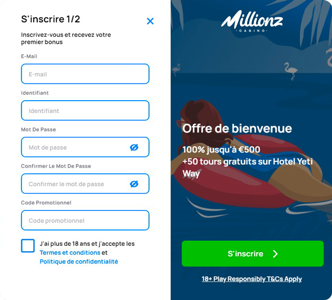 Inscription casino en ligne Millionz