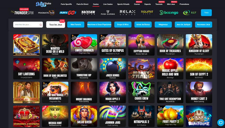 Machines à sous du casino en ligne MyStake