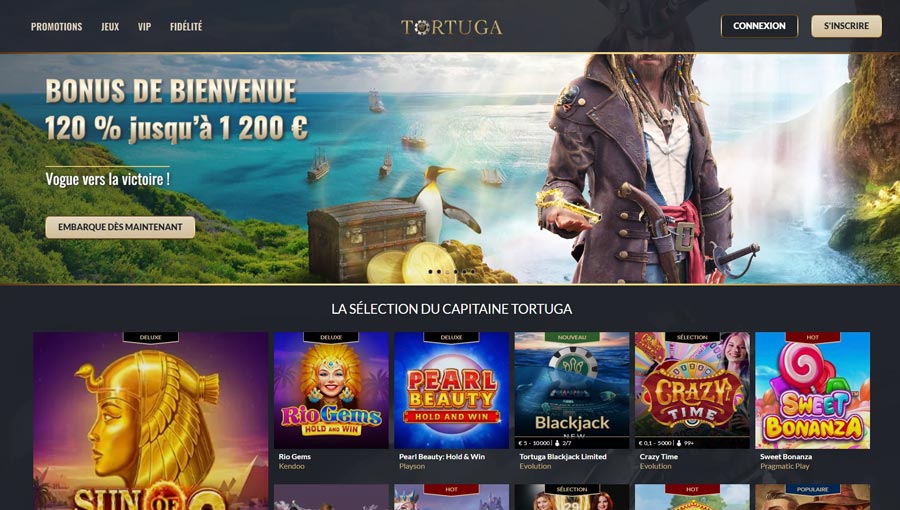 Pas d'accueil Tortuga Casino