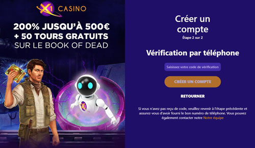 Inscription X1 Casino partie 2